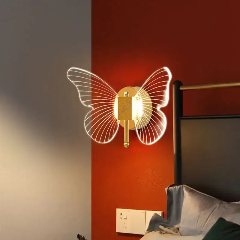 Gold Butterfly Wall Sconce with Translucent Wings