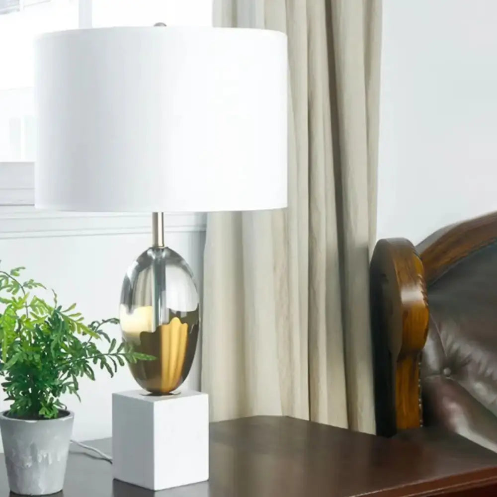 Gold Crystal Table Lamp With Marble Base