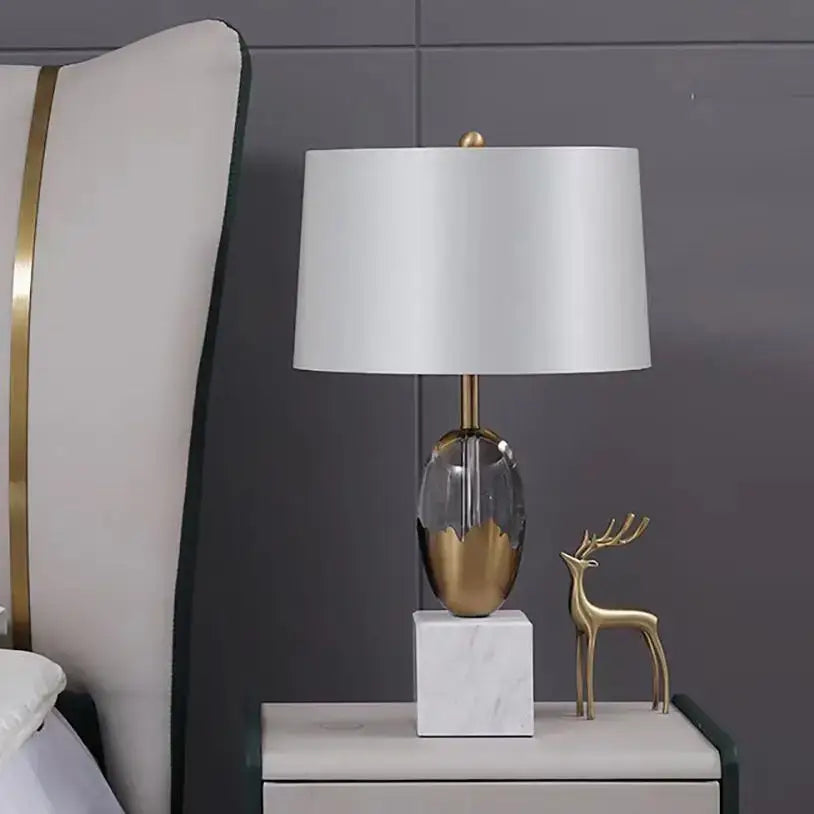 Gold Crystal Table Lamp With Marble Base