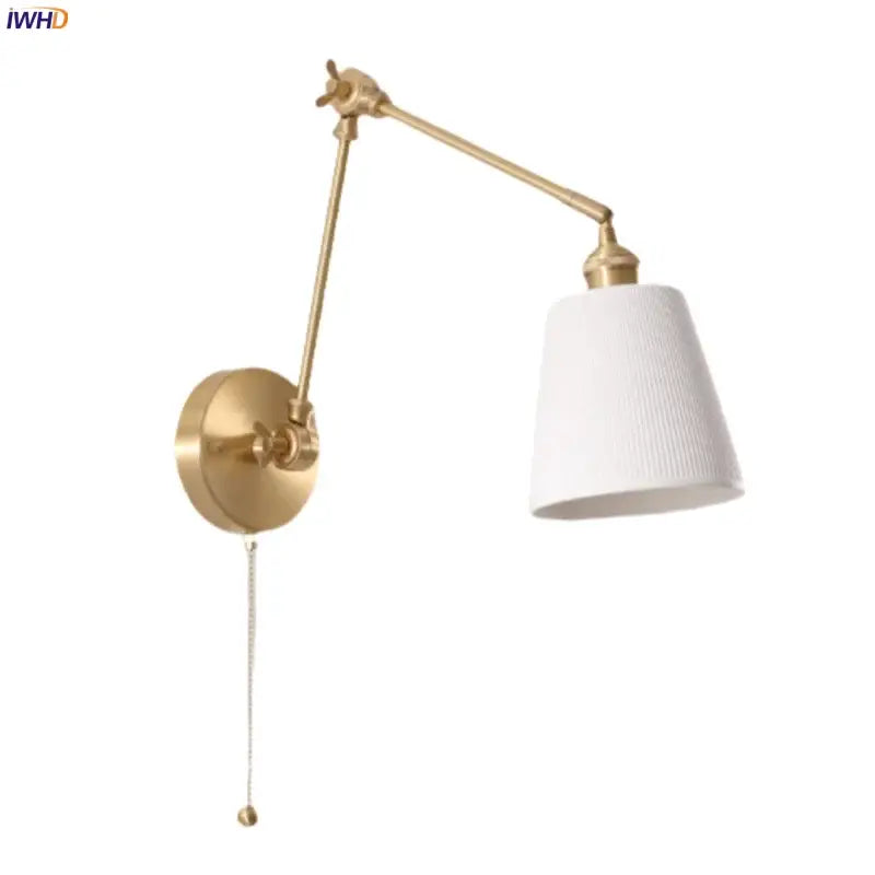 Gold Ceramic Wall Lamp with Ribbed Fabric Shade