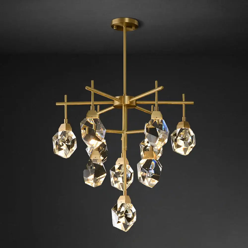 Gold Diamond Crystal 16-Light Chandelier
