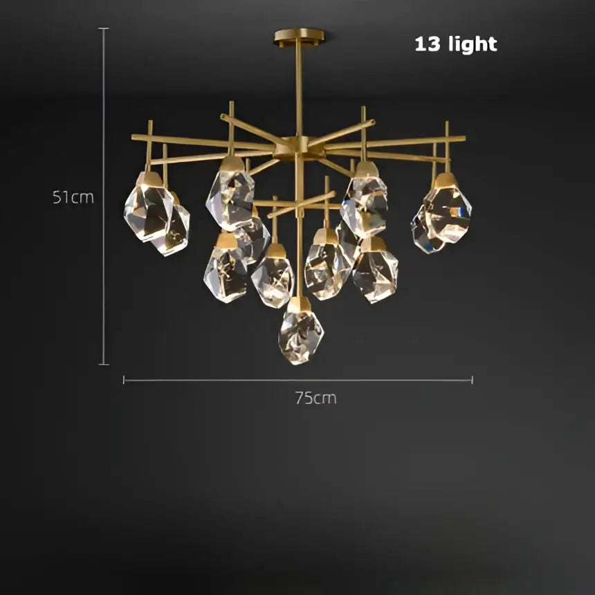 Gold Diamond Crystal 16-Light Chandelier