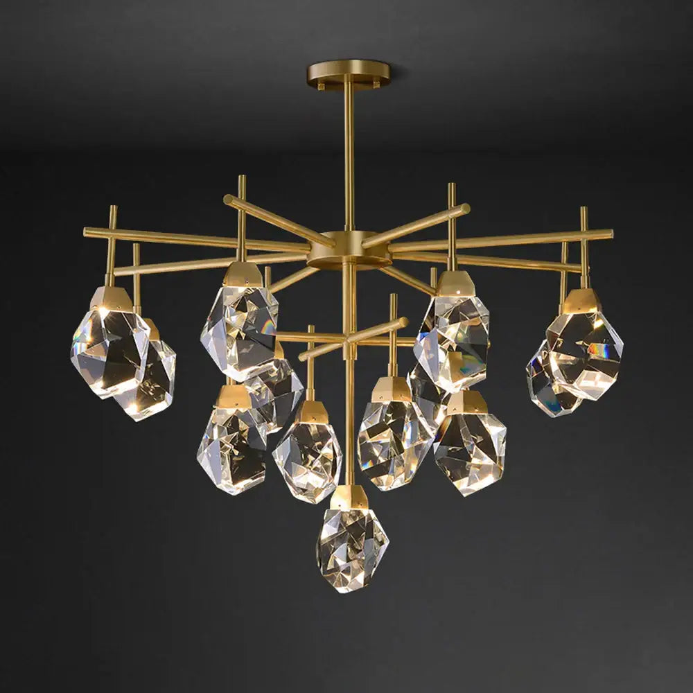 Gold Diamond Crystal 16-Light Chandelier