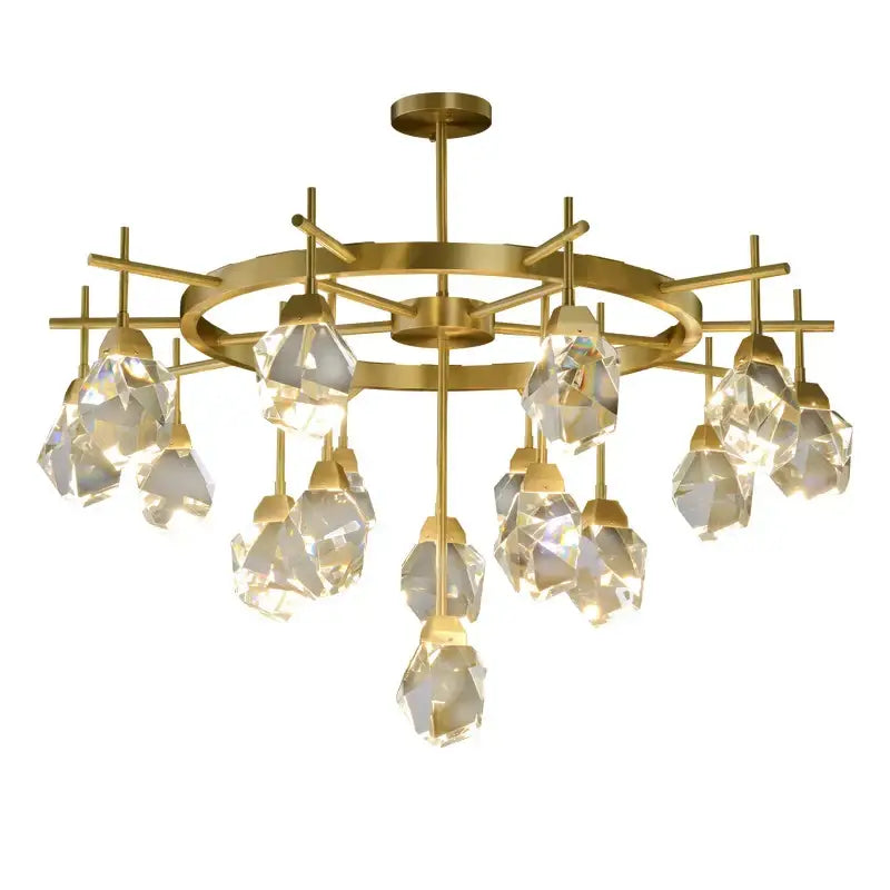 Gold Diamond Crystal 16-Light Chandelier