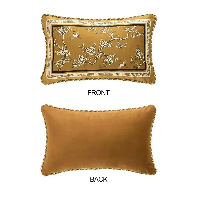 Gold Crane Lumbar Pillowcase