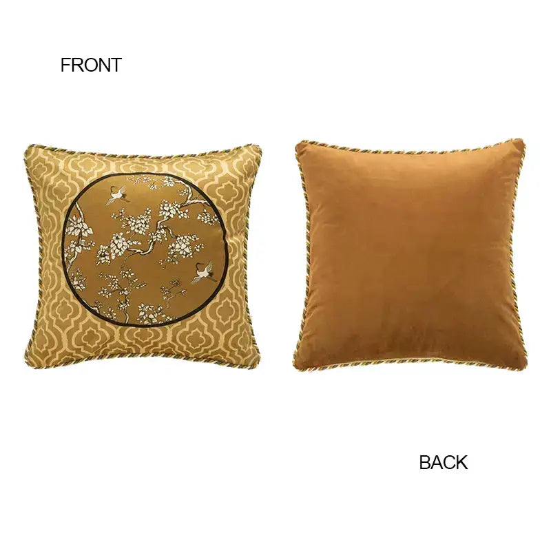 Gold Crane Lumbar Pillowcase