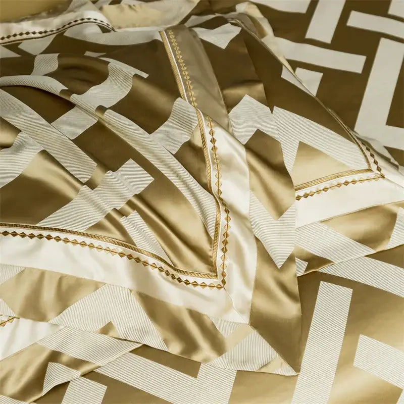 Gold Cream Jacquard Bedding