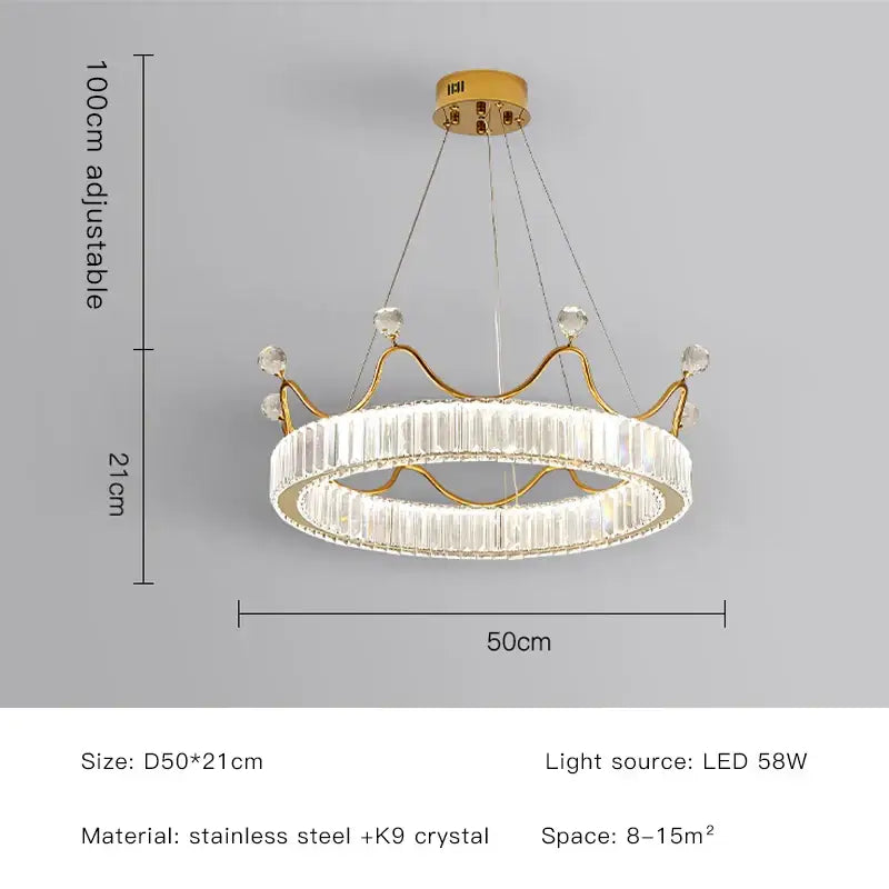 Gold Crown Crystal Chandelier