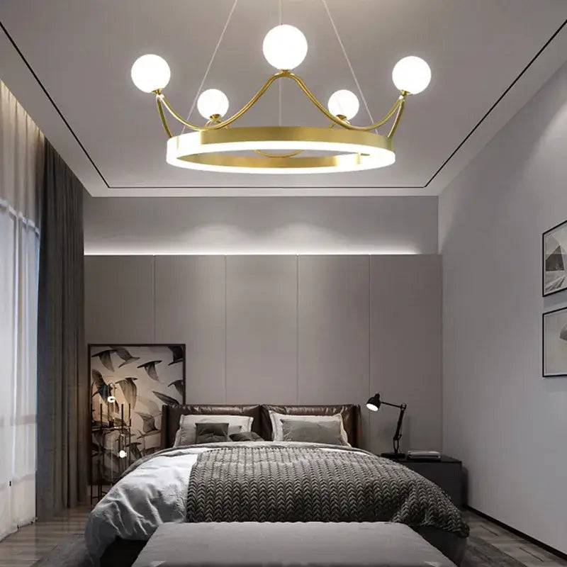 Gold LED Crown Chandelier