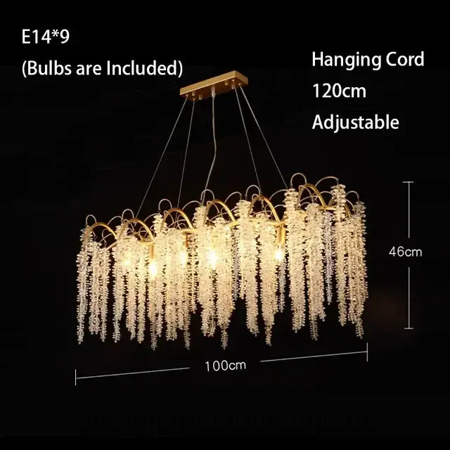Gold Crystal 120cm Pendant Light