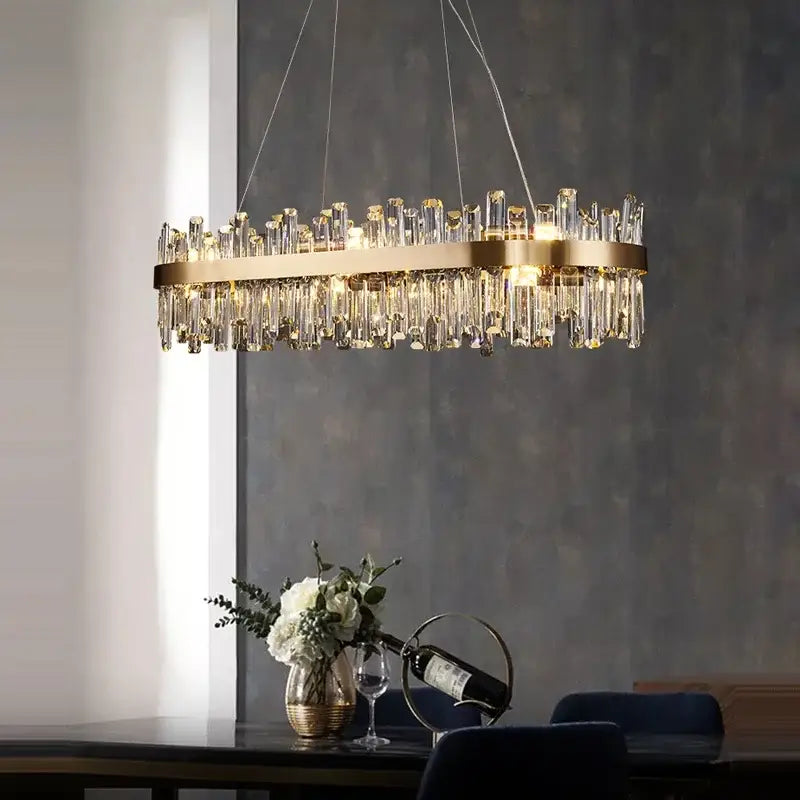 Gold Oval LED 150cm Stainless Steel Chandelier