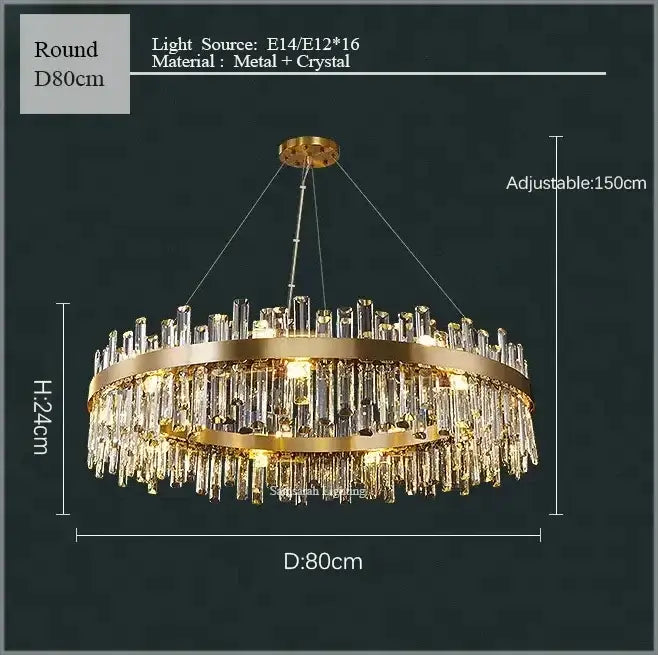 Gold Oval LED 150cm Stainless Steel Chandelier