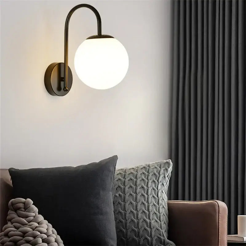Gold Glass Ball Nordic Living Room Wall Sconce