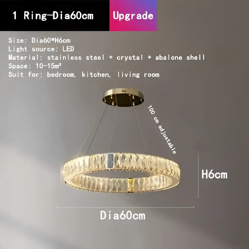Gold Crystal Round Ceiling Chandelier