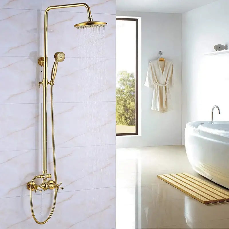 Gold Rainfall Shower Ceramic Bathroom System