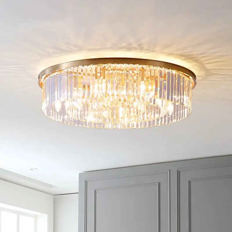 Gold Crystal 2-Layer Dia55cm Ceiling Pendant