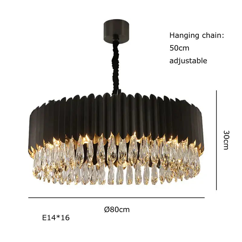 Gold Crystal Pendant Light with Fluted Design