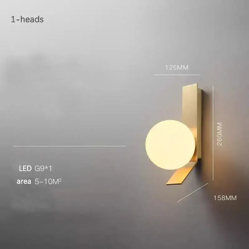 Gold Glass 2-Head Nordic Wall Lamp
