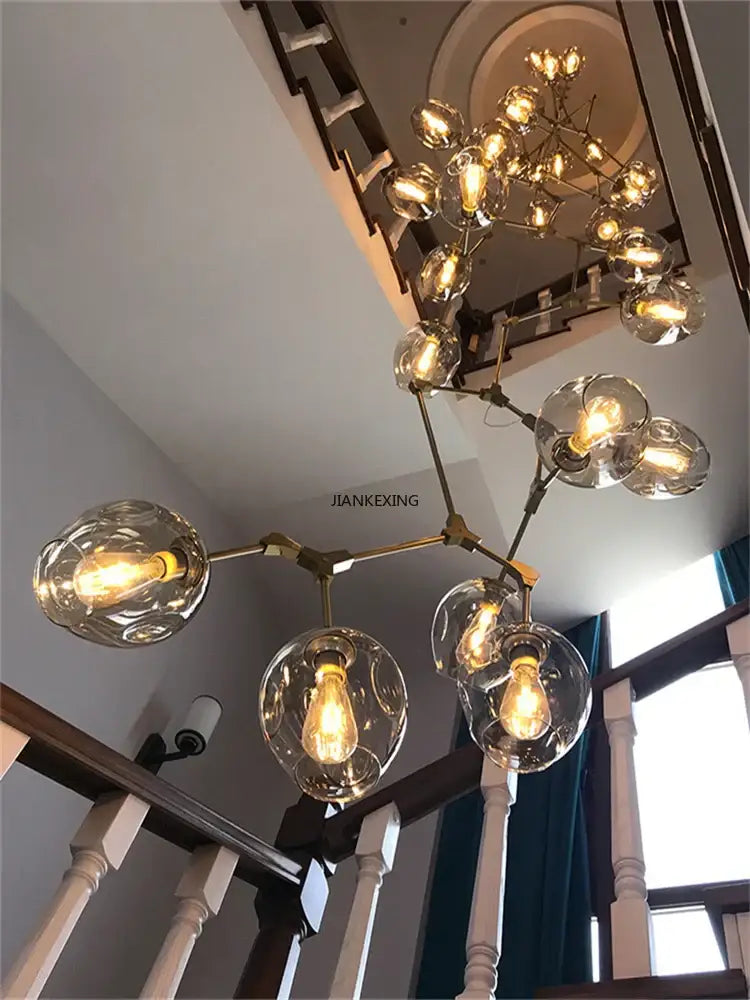 Gold Glass Branch Chandelier