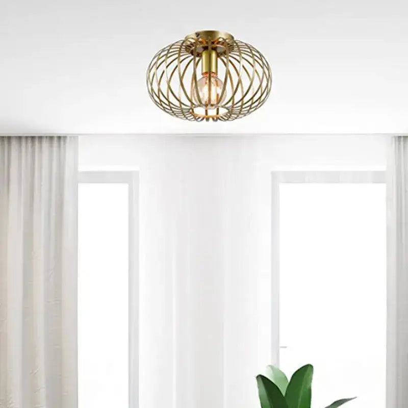 Gold Wireframe Ceiling Light