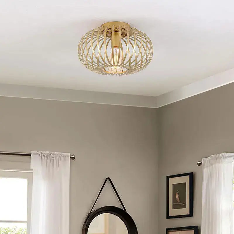 Gold Wireframe Ceiling Light