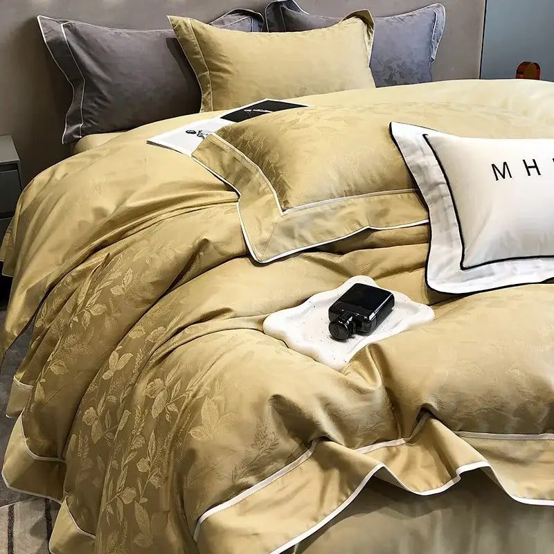 Gold Cotton Patchwork Bedding