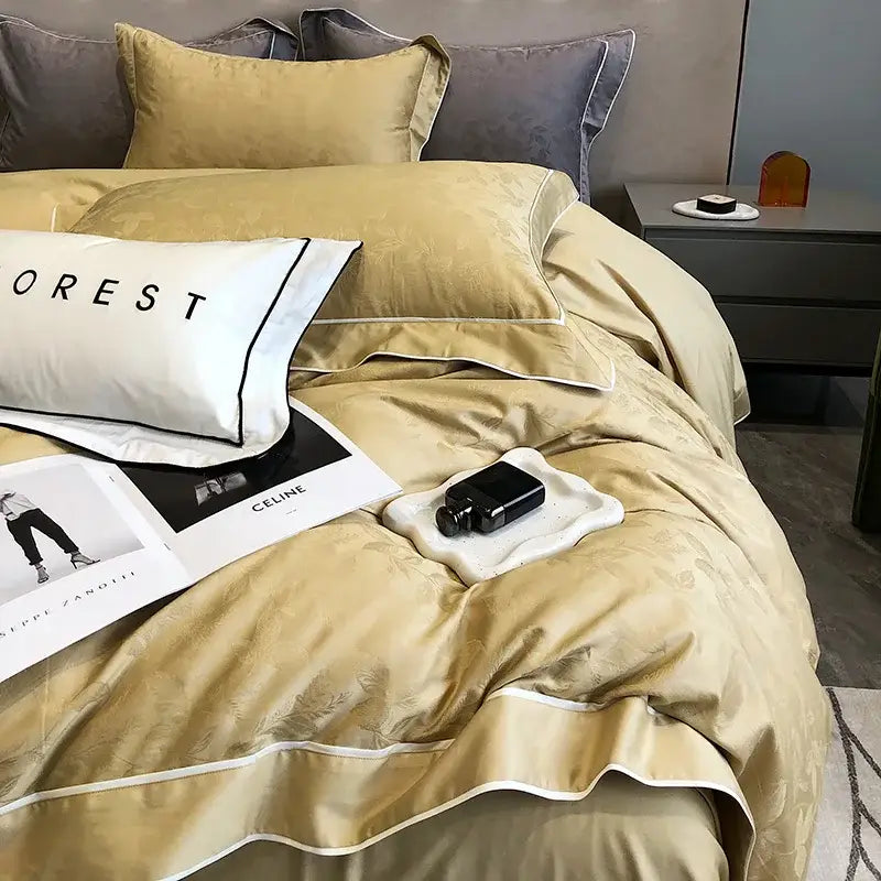 Gold Cotton Patchwork Bedding
