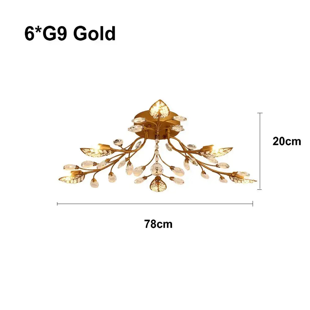 Gold Crystal Ceiling Chandelier with K9 Crystal Accent