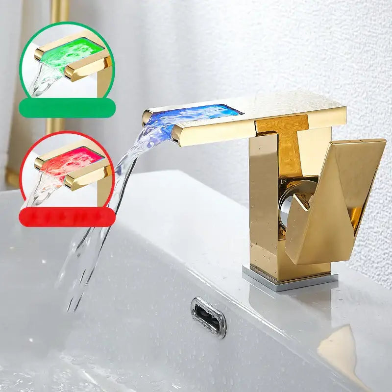 Gold LED Waterfall Faucet