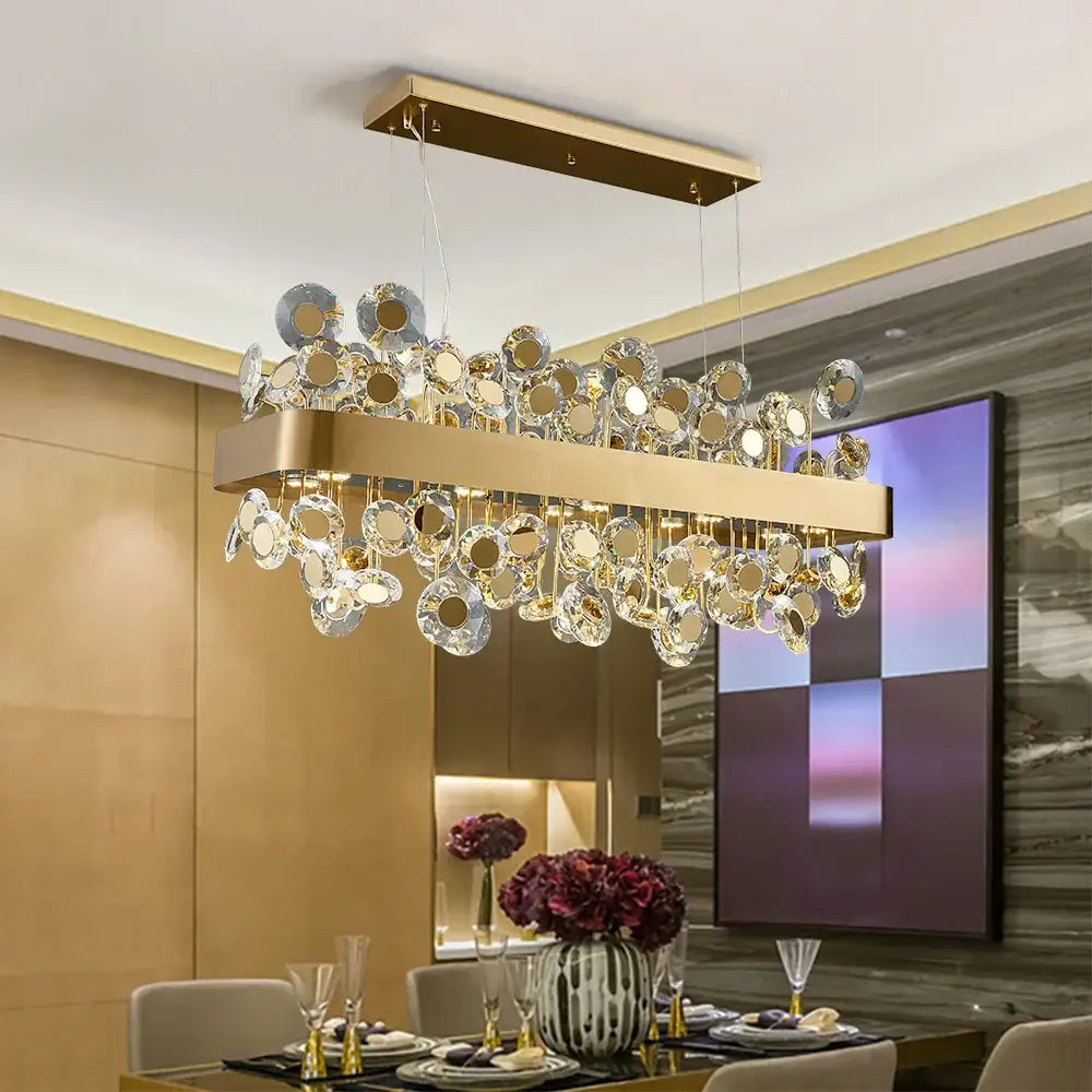 Gold Crystal Dining Room Pendant Chandelier