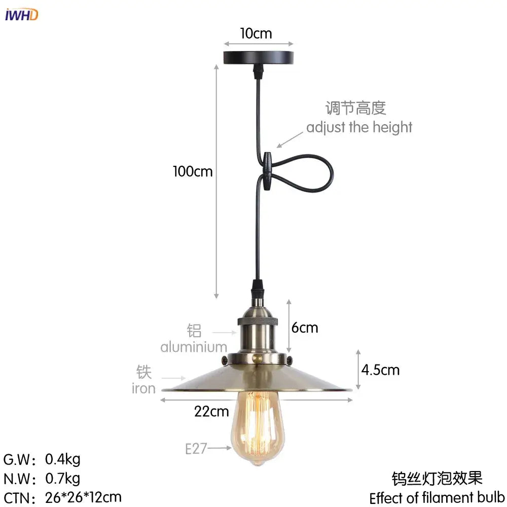 Gold Petal Pendant Light with Edison Bulb