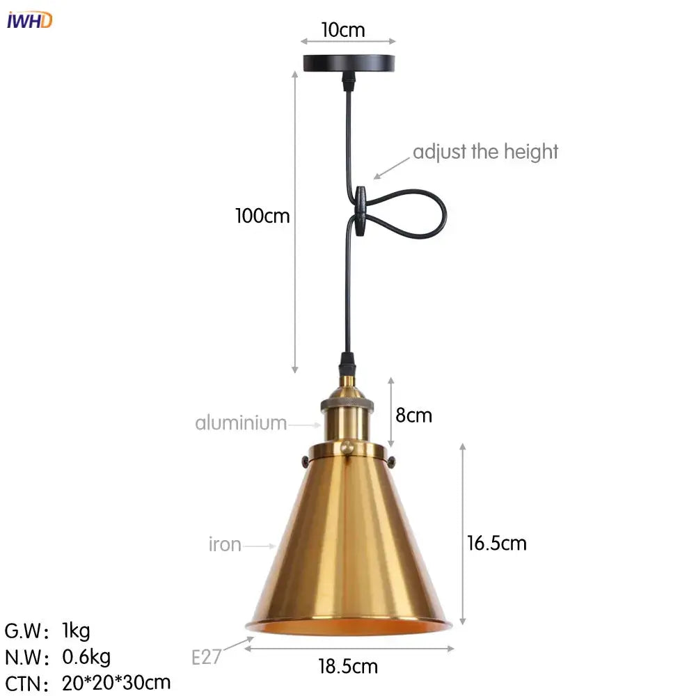 Gold Petal Pendant Light with Edison Bulb