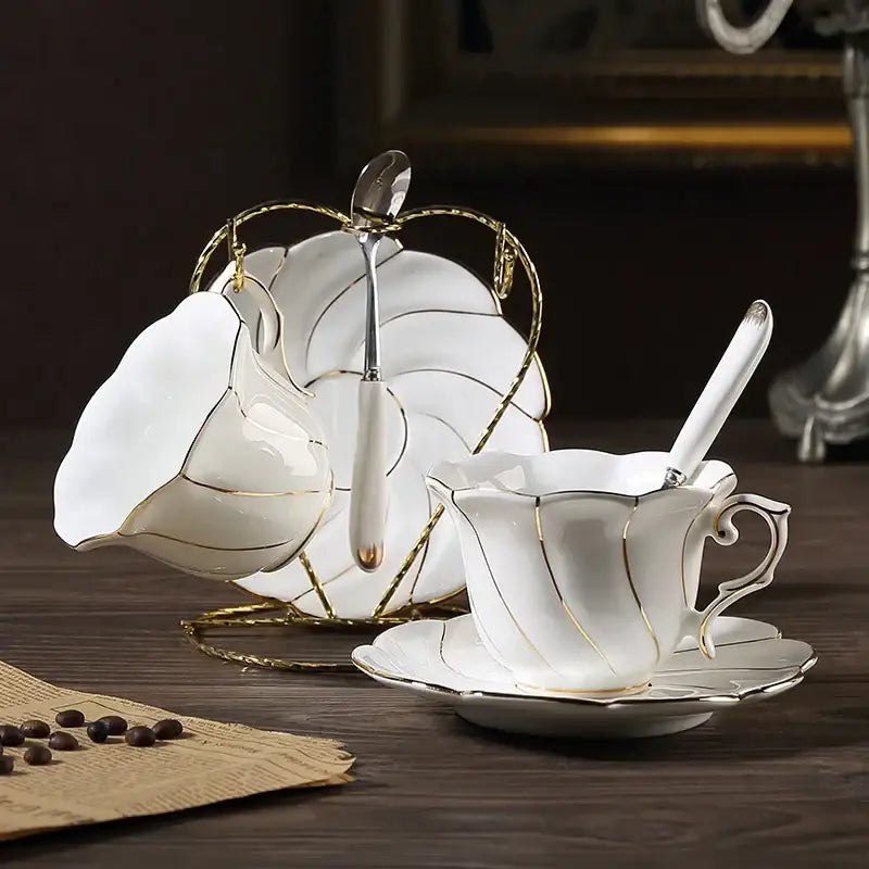 Gold Wave Porcelain Tea Set