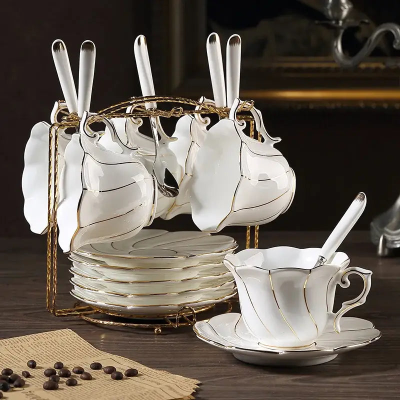 Gold Wave Porcelain Tea Set