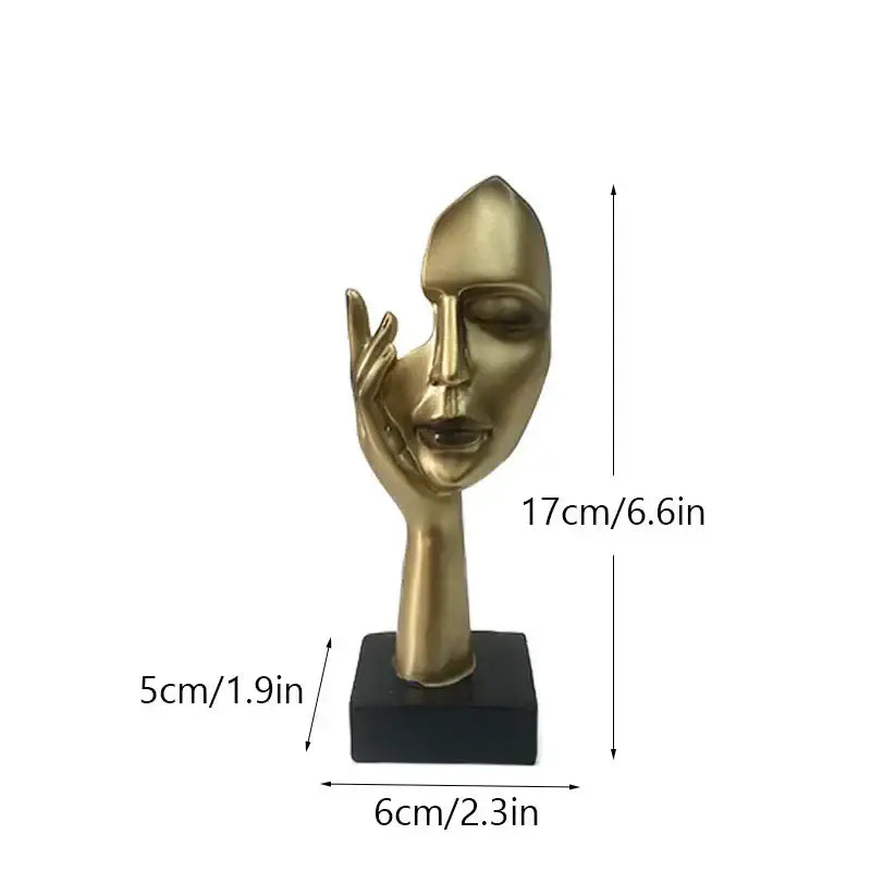 Golden Abstract Mask Statue