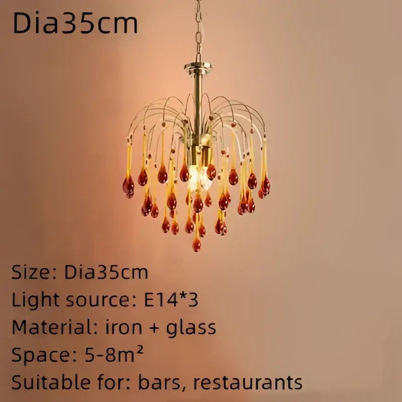 Amber Crystal Drop Chandelier