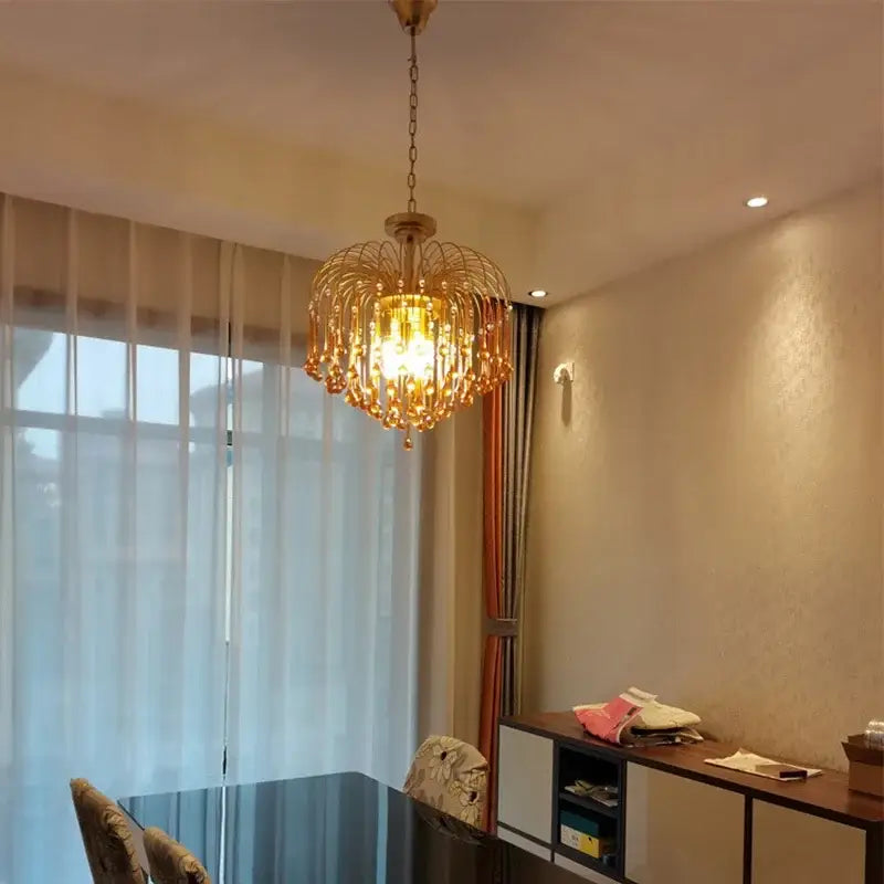 Amber Crystal Drop Chandelier