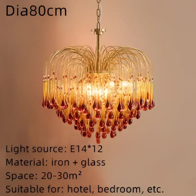 Amber Crystal Drop Chandelier