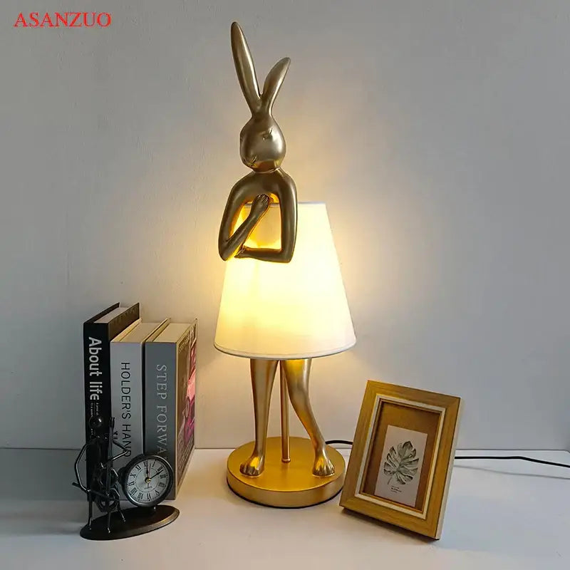 Gold Rabbit Resin Lamp