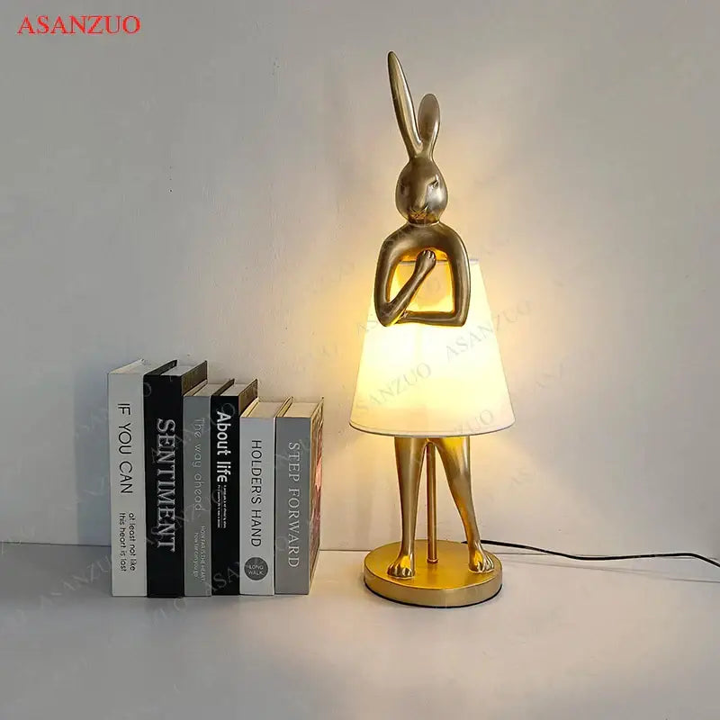 Gold Rabbit Resin Lamp