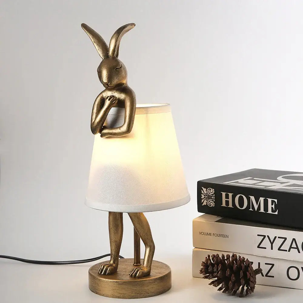Gold Rabbit Resin Lamp Large or Small