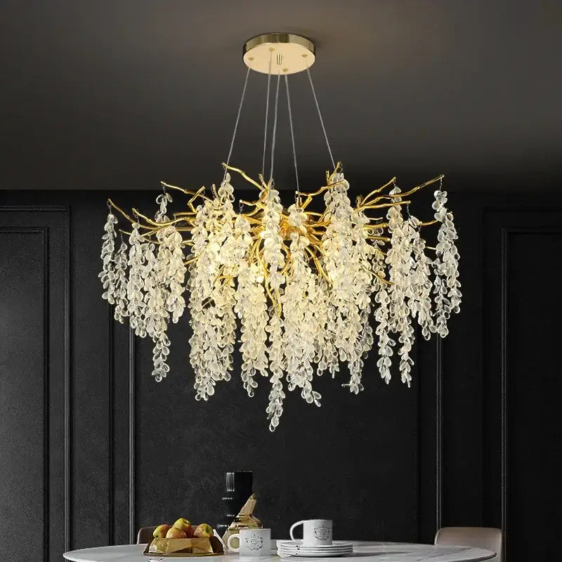 Gold Grapevine Crystal Chandelier