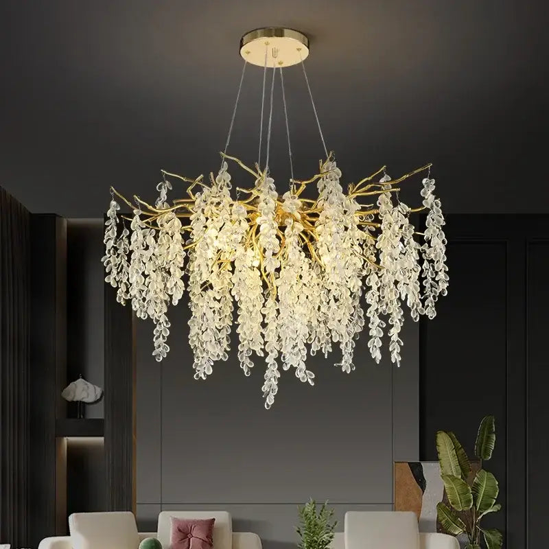 Gold Grapevine Crystal Chandelier