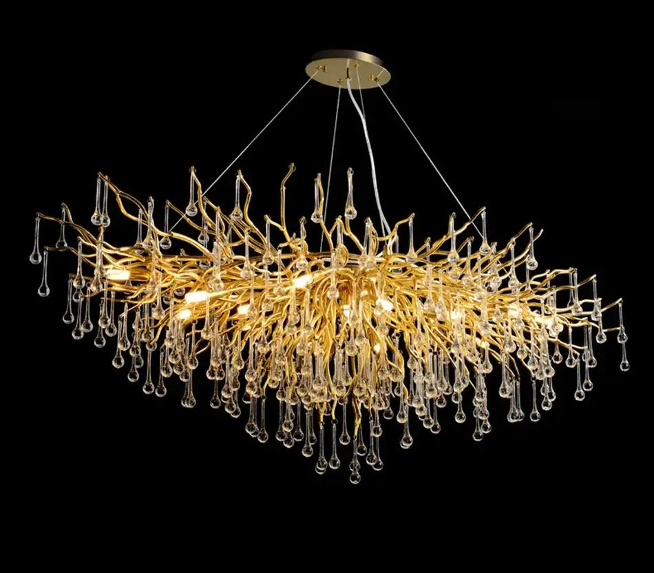 Gold Branch Crystal Chandelier for Hotel Lobbies
