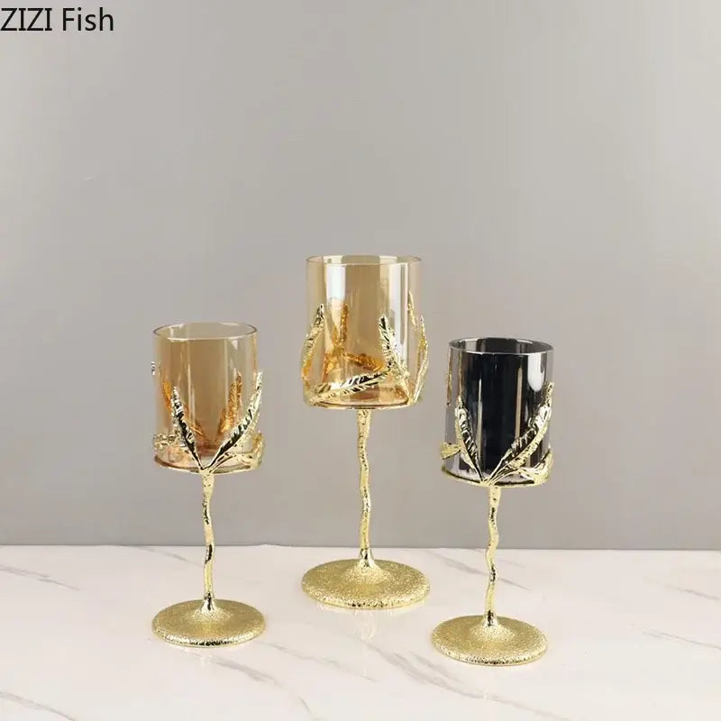 Gold Leaf Candle Holders