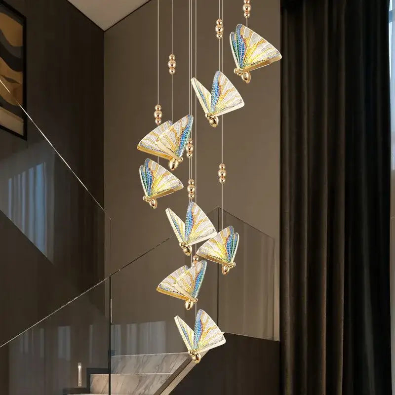 Gold Butterfly LED Chandelier French Gold Finish