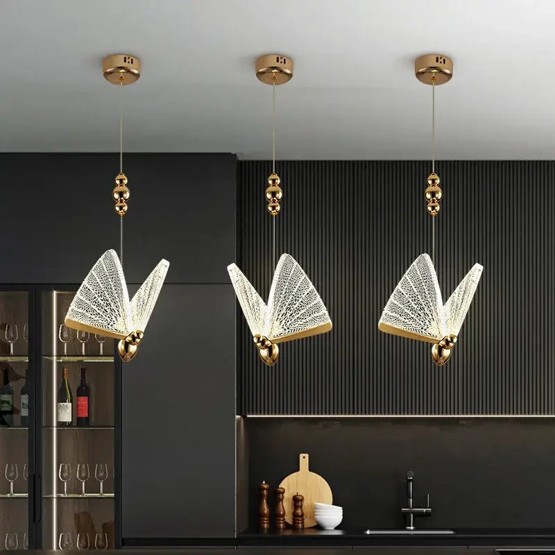 Gold Butterfly LED Chandelier French Gold Finish