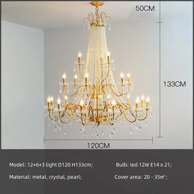 Gold Crystal LED Chandelier For Villa Staircases