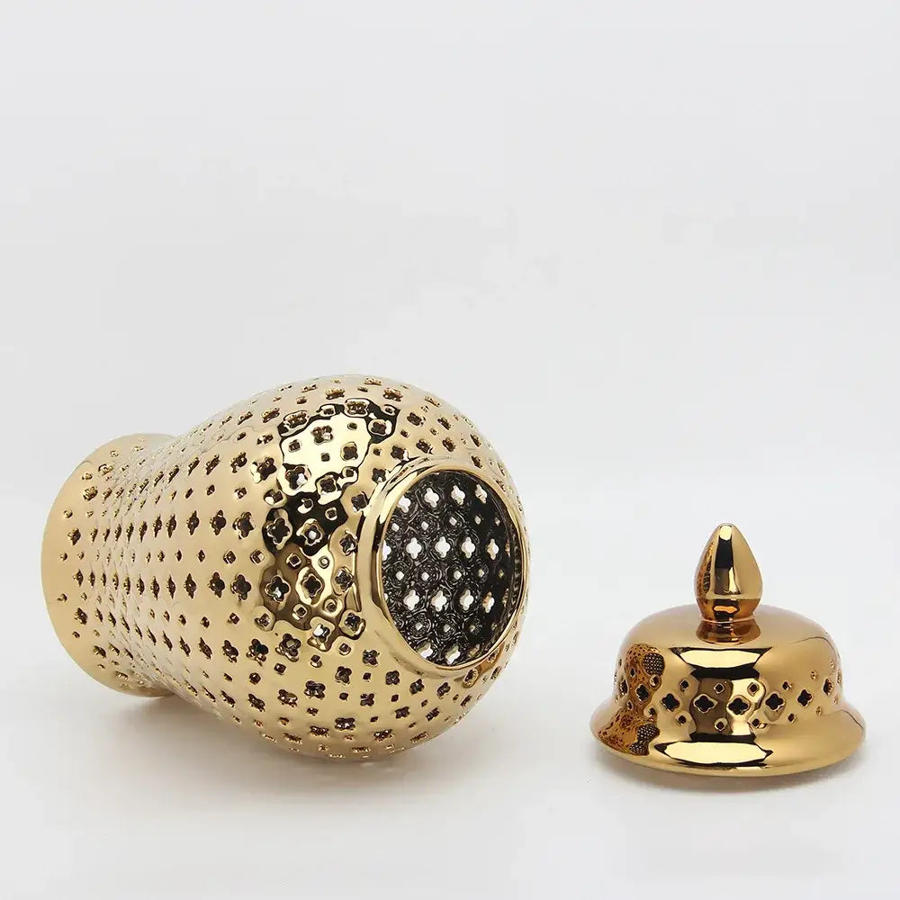 Gold Ceramic Ginger Jar