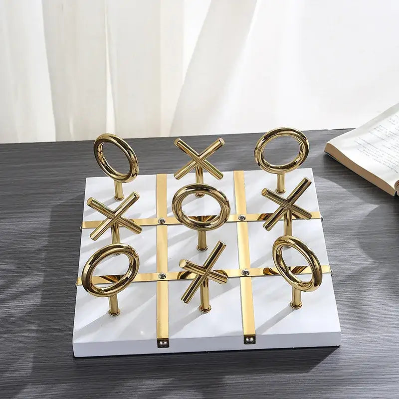 Gold Metal Tic-Tac-Toe Set